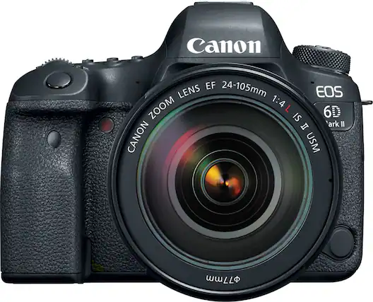 Front. Canon - EOS 6D Mark II DSLR Video Camera with EF 24-105mm f/4L IS II USM Lens - Black.