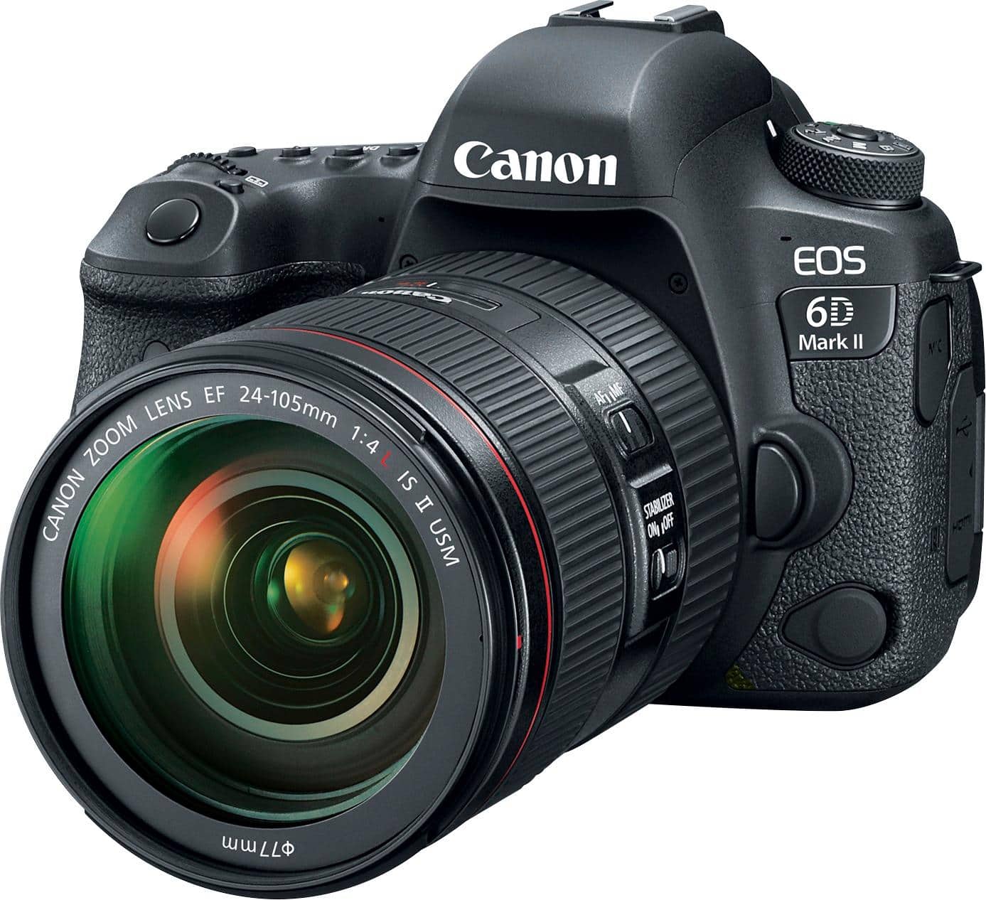 Left. Canon - EOS 6D Mark II DSLR Video Camera with EF 24-105mm f/4L IS II USM Lens - Black.