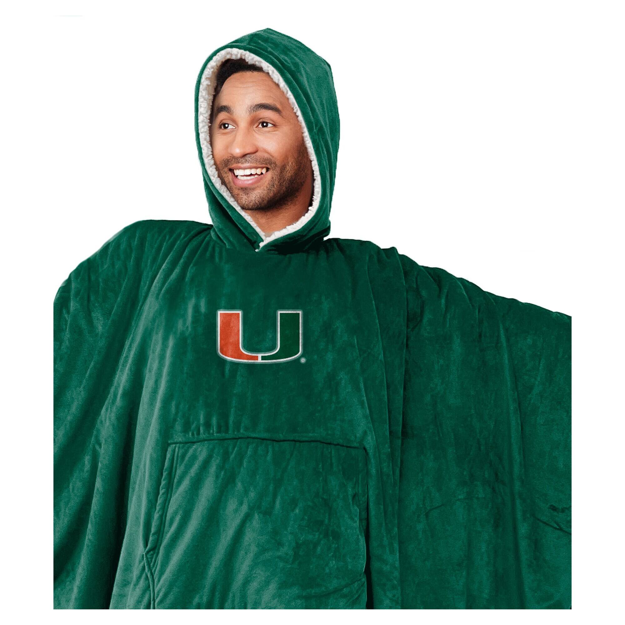 Alt View 1. Pegasus - Miami Hurricanes 60" x 80" Team Color Logo Patch Bloncho - Multicolor.