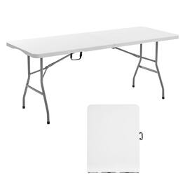 VEVOR - Folding Table, 6 Ft Heavy Duty Portable Fold-in-Half Utility Table, Indoor Outdoor Plastic Rectangle Table - White