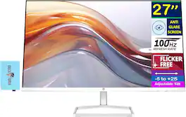 HP - Series 5 27" FHD IPS Monitor with 5ms Response Time, Flicker Free, Anti-Glare, HDMI & DKZ Hub, Color - White/Silver