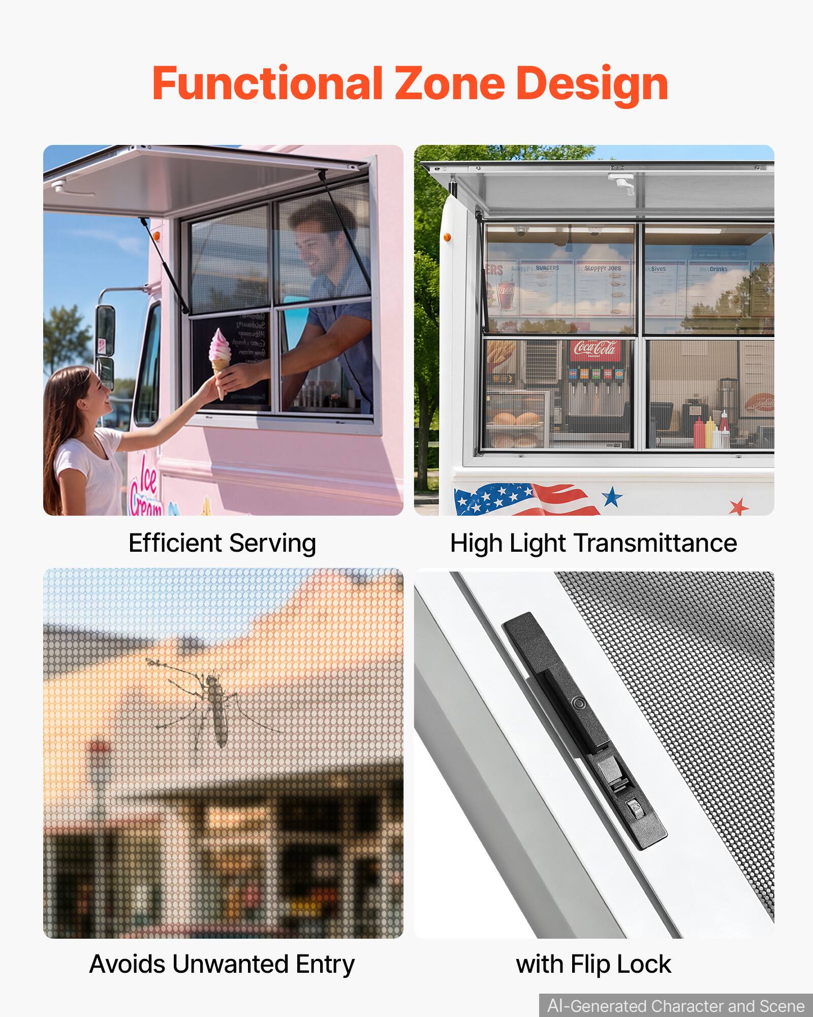 Functional Zone Design

Efficient Serving

High Light Transmittance

Avoids Unwanted Entry

with Flip Lock

AI-Generated Character and Scene