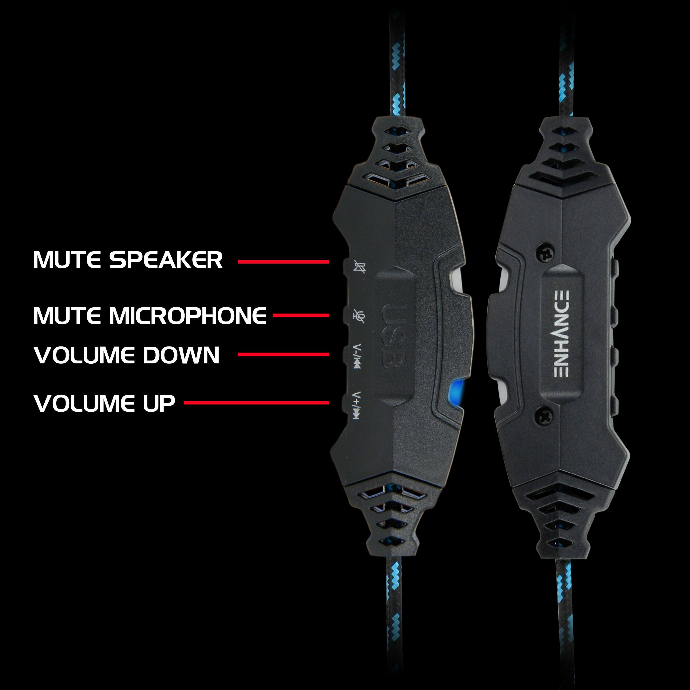 - MUTE SPEAKER
- MUTE MICROPHONE
- VOLUME DOWN
- VOLUME UP
- USB ENHANCE
