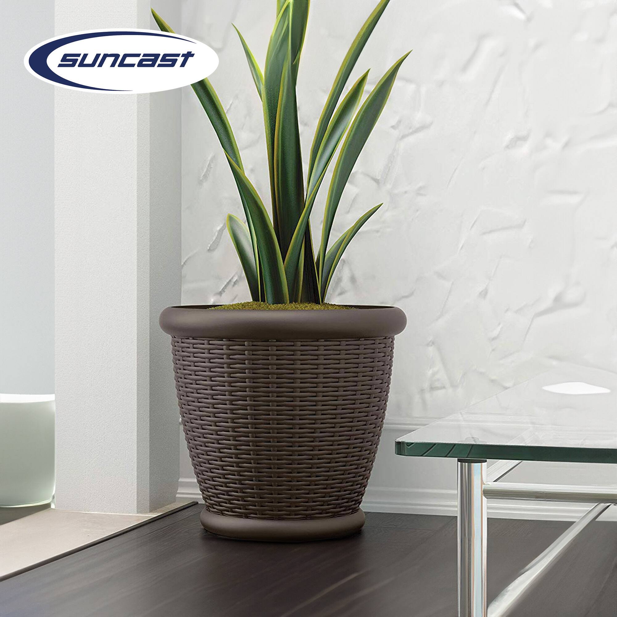 Alt View 3. Suncast - Suncast Willow 18" Diameter Decorative Wicker Patio Planter Pot, Java (4 Pack) - Brown.