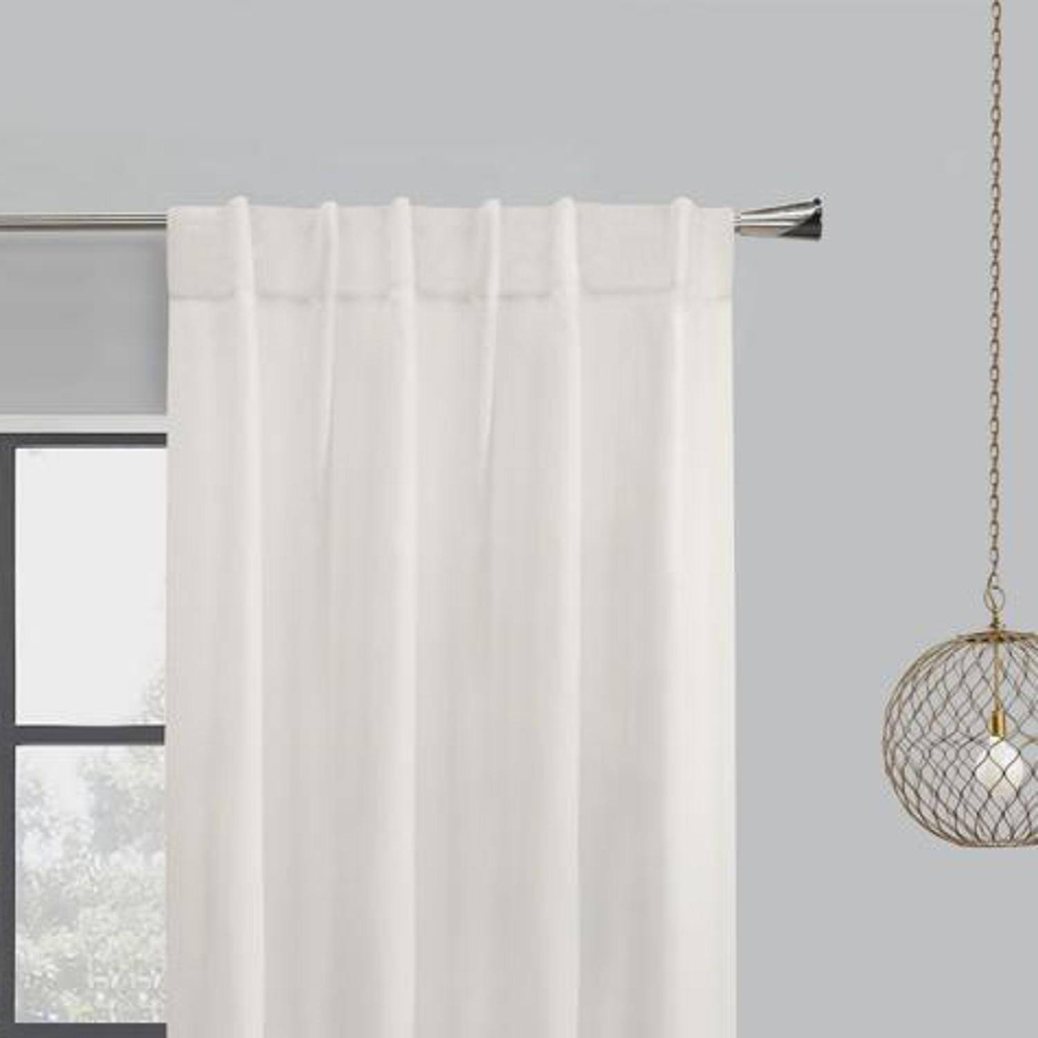 Angle. Commonwealth Home Fashions - Habitat Mulberry Light Filtering Back Tab Curtain - 54x95" White - White.