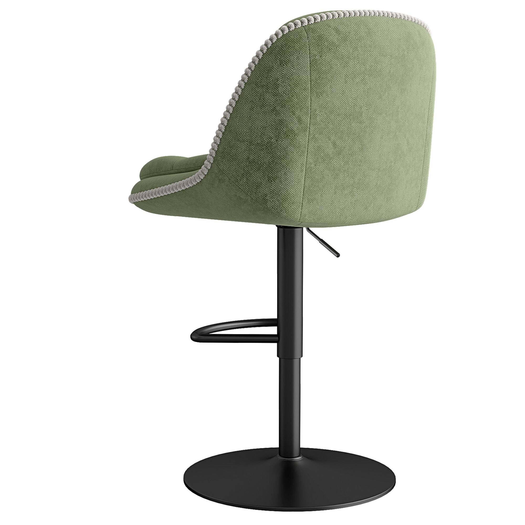 Back. Brick Attic - 26"-34" Adjustable Height Swivel Bar Stool, 360° Rotating Upholstered Stool with Dual-Layer Cushion, 4-piece set - Sage Green.