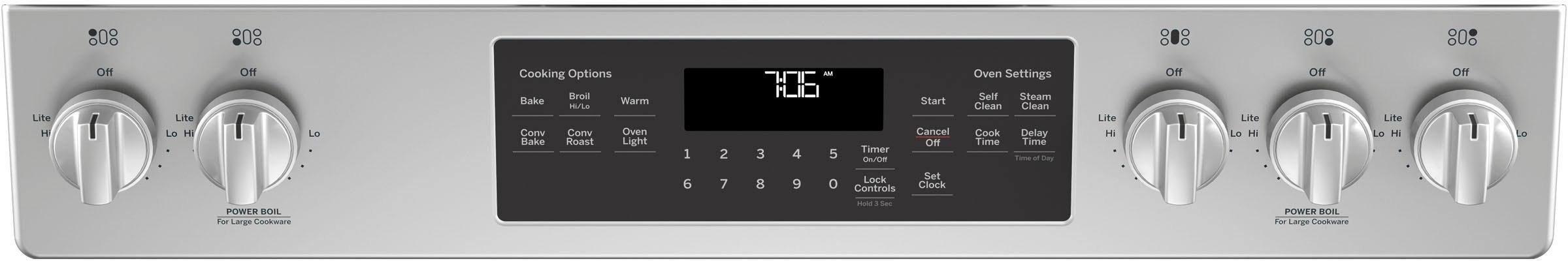 Alt View 1. GE - 5.6 Cu. Ft. Slide-In Gas Convection Range - Stainless Steel.