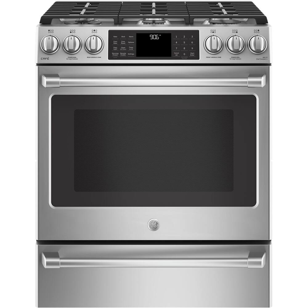 Café - 5.6 Cu. Ft. Self-Cleaning Slide-In Gas Convection Range - Stainless steel