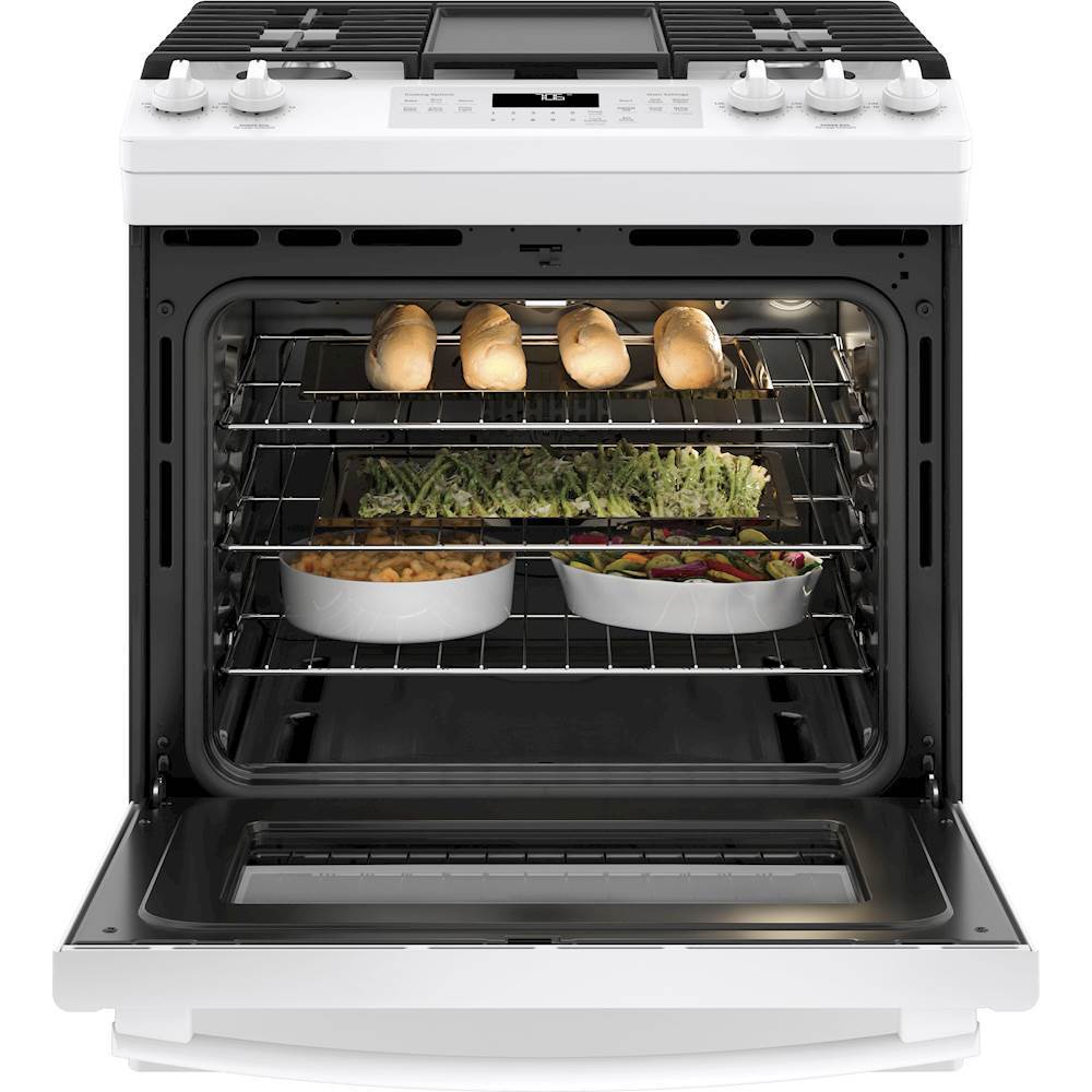 GE SlideIn Gas Convection Range White on white JGS760DELWW Best Buy