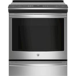 GE - 5.3 Cu. Ft. Slide-In Electric Induction Convection Range - Stainless Steel