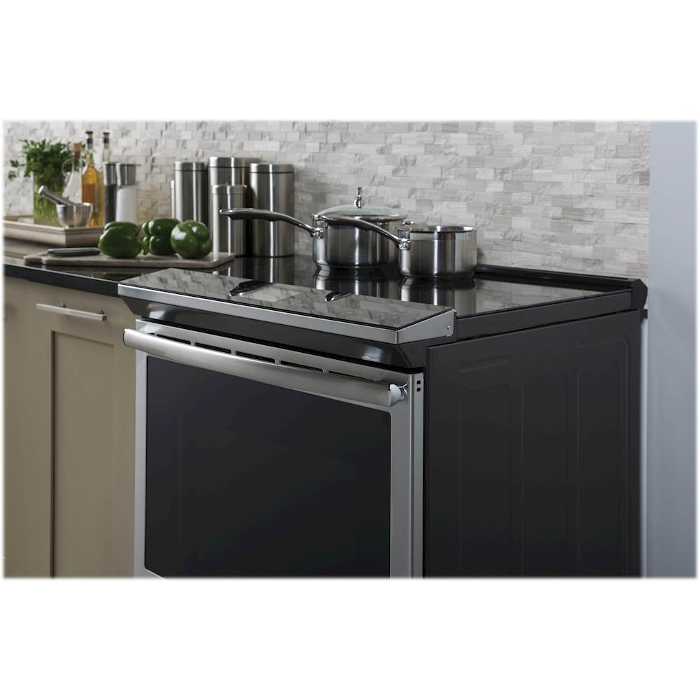 Alt View 15. GE - 5.3 Cu. Ft. Slide-In Electric Induction Convection Range - Stainless Steel.