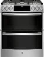 GE - Profile Series 6.7 Cu. Ft. Slide-In Double Oven Gas Convection Range - Stainless steel - Front_Standard