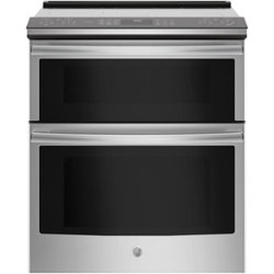 GE - 6.6 Cu. Ft. Slide-In Double Oven Electric Convection Range - Stainless Steel - Front_Zoom