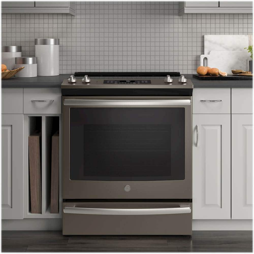 Best Buy: GE 5.3 Cu. Ft. Slide-In Electric Convection Range Slate JS760ELES