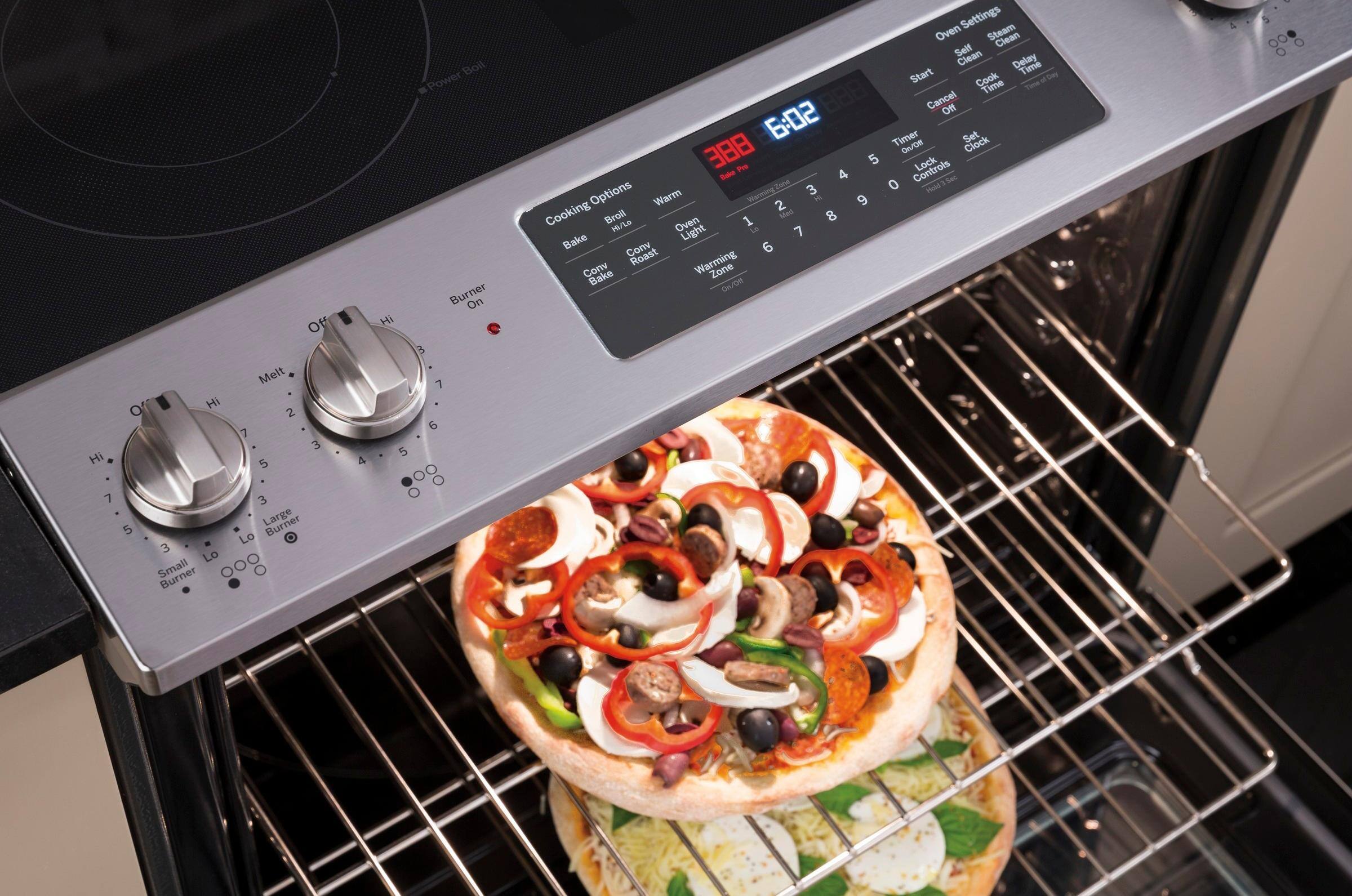 Alt View 13. GE - 5.3 Cu. Ft. Slide-In Electric Convection Range - Stainless Steel.