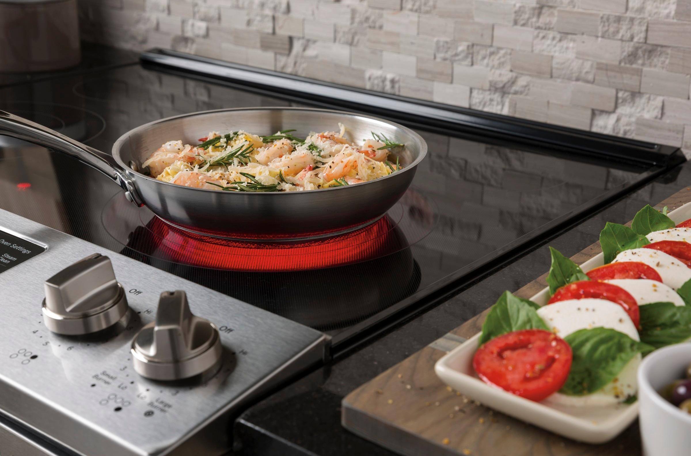 Alt View 15. GE - 5.3 Cu. Ft. Slide-In Electric Convection Range - Stainless Steel.