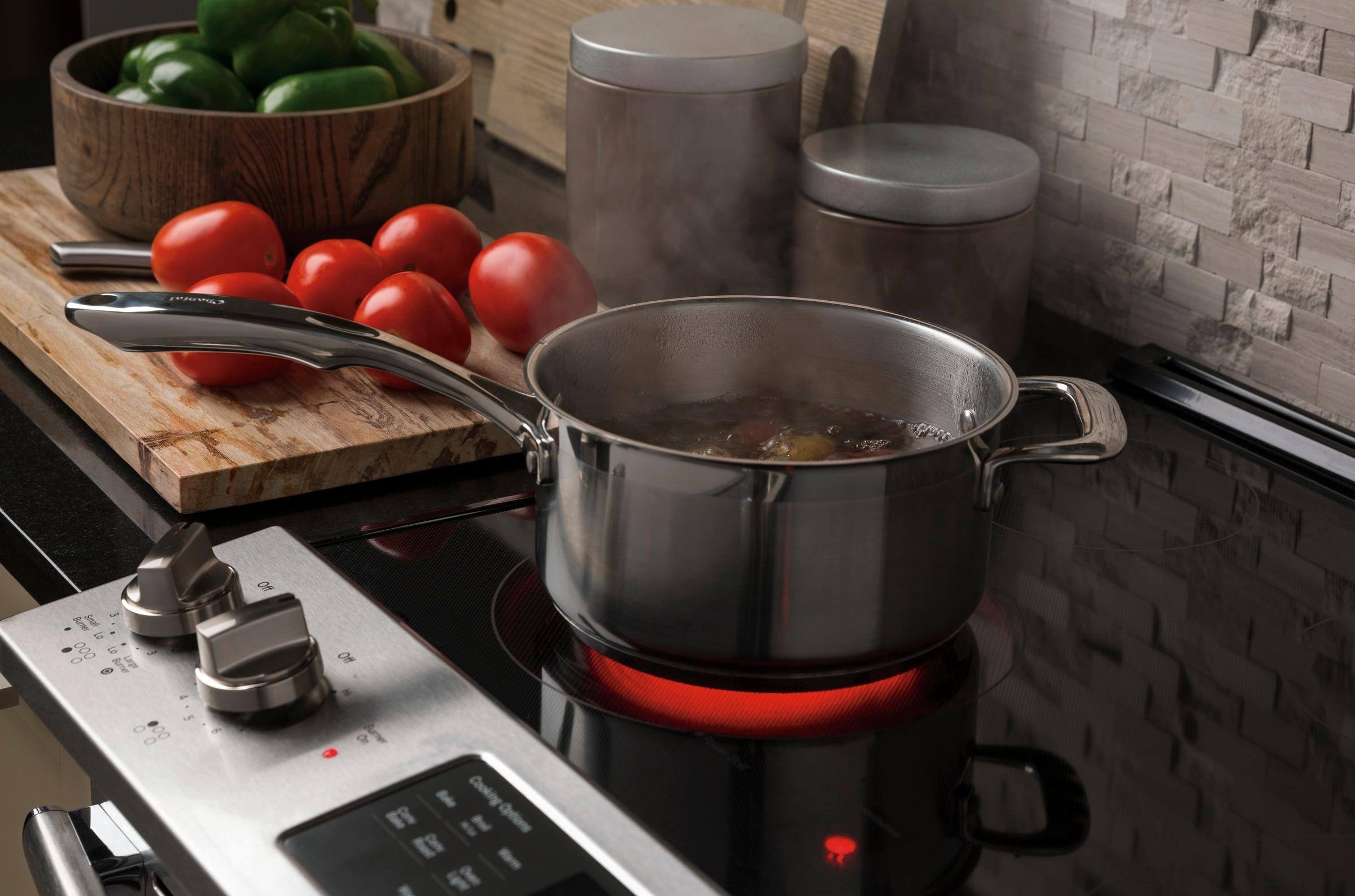 Alt View 17. GE - 5.3 Cu. Ft. Slide-In Electric Convection Range - Stainless Steel.