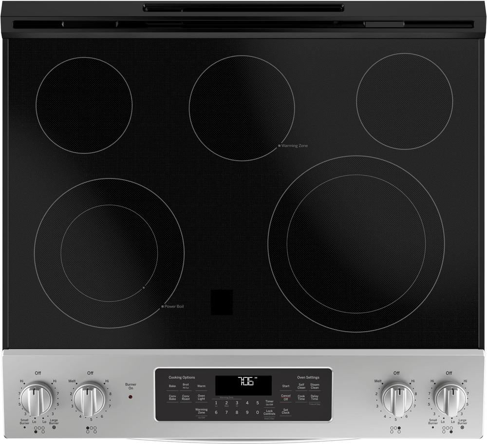 Left View: GE Profile - 36" Built-In Electric Cooktop - Stainless steel on black