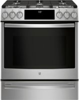 GE - 5.6 Cu. Ft. Slide-In Gas Convection Range - Stainless Steel - Front_Zoom