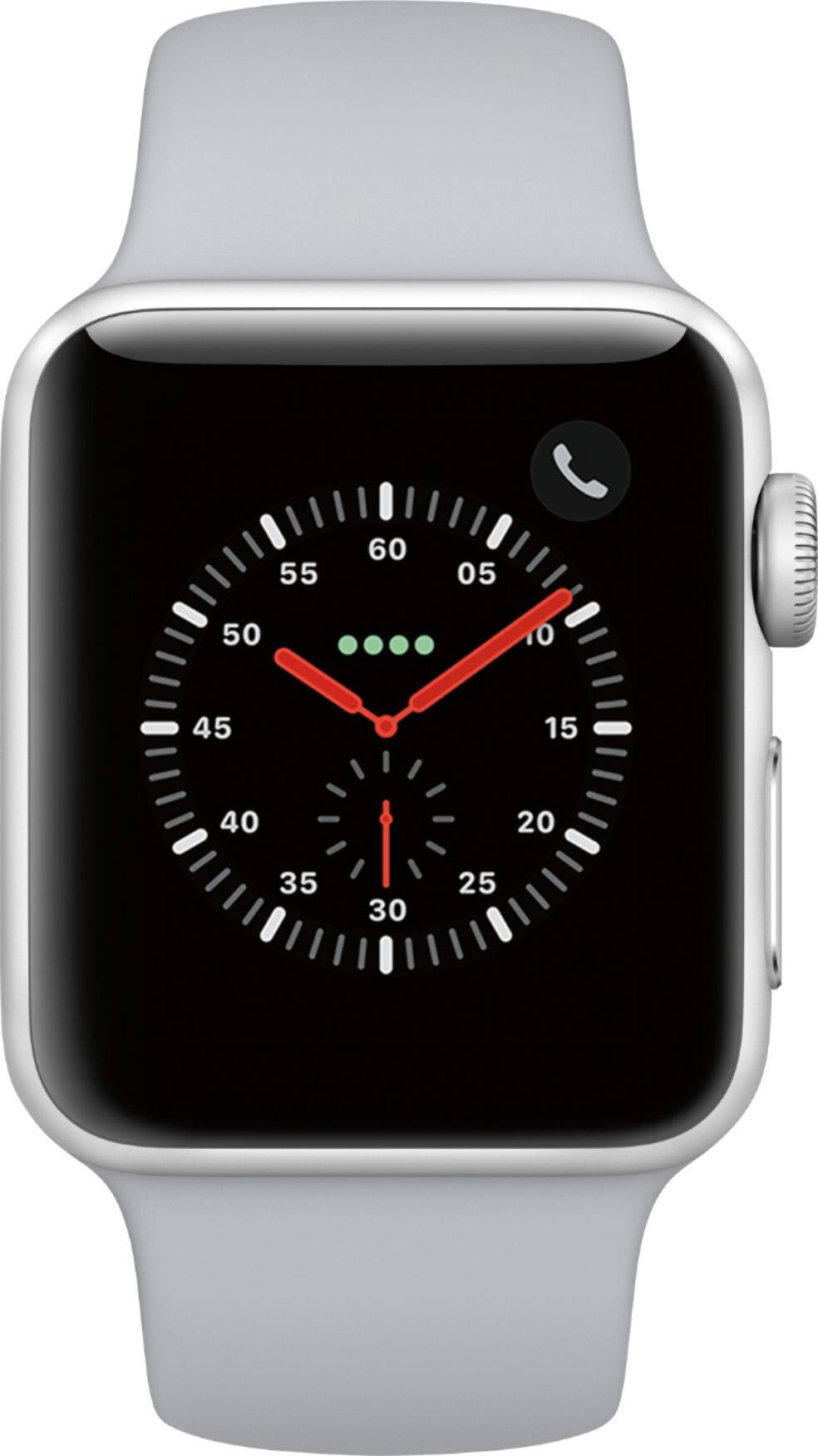 Alt View 11. Apple - Apple Watch Series 3 (GPS + Cellular), 38mm Silver Aluminum Case with Fog Sport Band - Silver Aluminum.