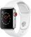Angle. Apple - Apple Watch Series 3 (GPS + Cellular) 38mm Stainless Steel Case with Soft White Sport Band - Stainless Steel.