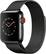 Angle. Apple - Apple Watch Series 3 (GPS + Cellular) 38mm Space Black Stainless Steel Case with Space Black Milanese Loop - Space Black Stainless Steel.