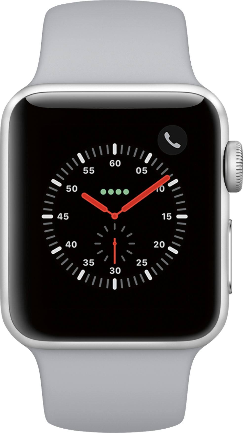 Alt View 11. Apple - Apple Watch Series 3 (GPS + Cellular), 38mm Silver Aluminum Case with Fog Sport Band - Silver Aluminum.