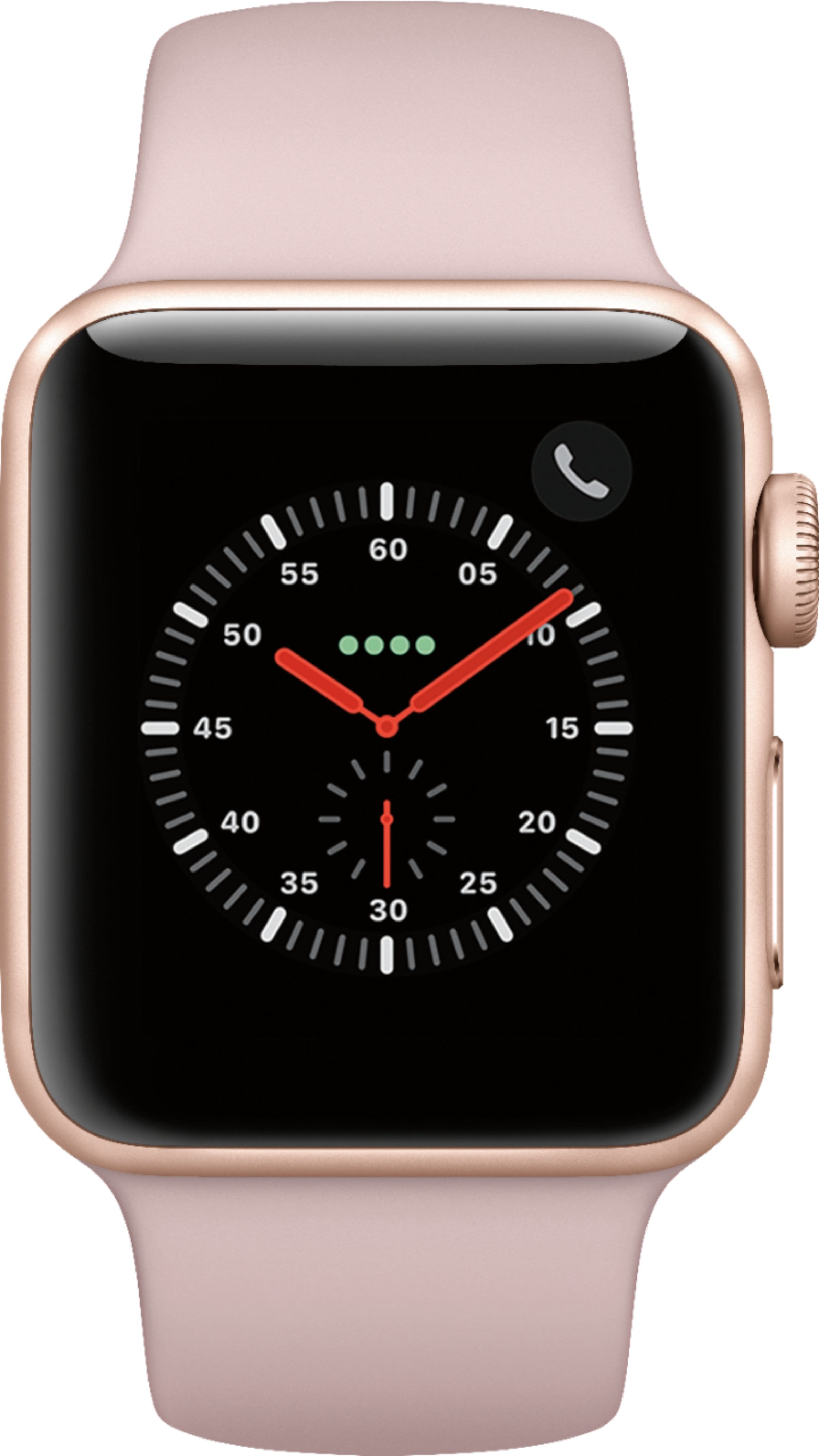 Alt View 11. Apple - Apple Watch Series 3 (GPS + Cellular) 38mm Gold Aluminum Case with Pink Sand Sport Band - Gold Aluminum.