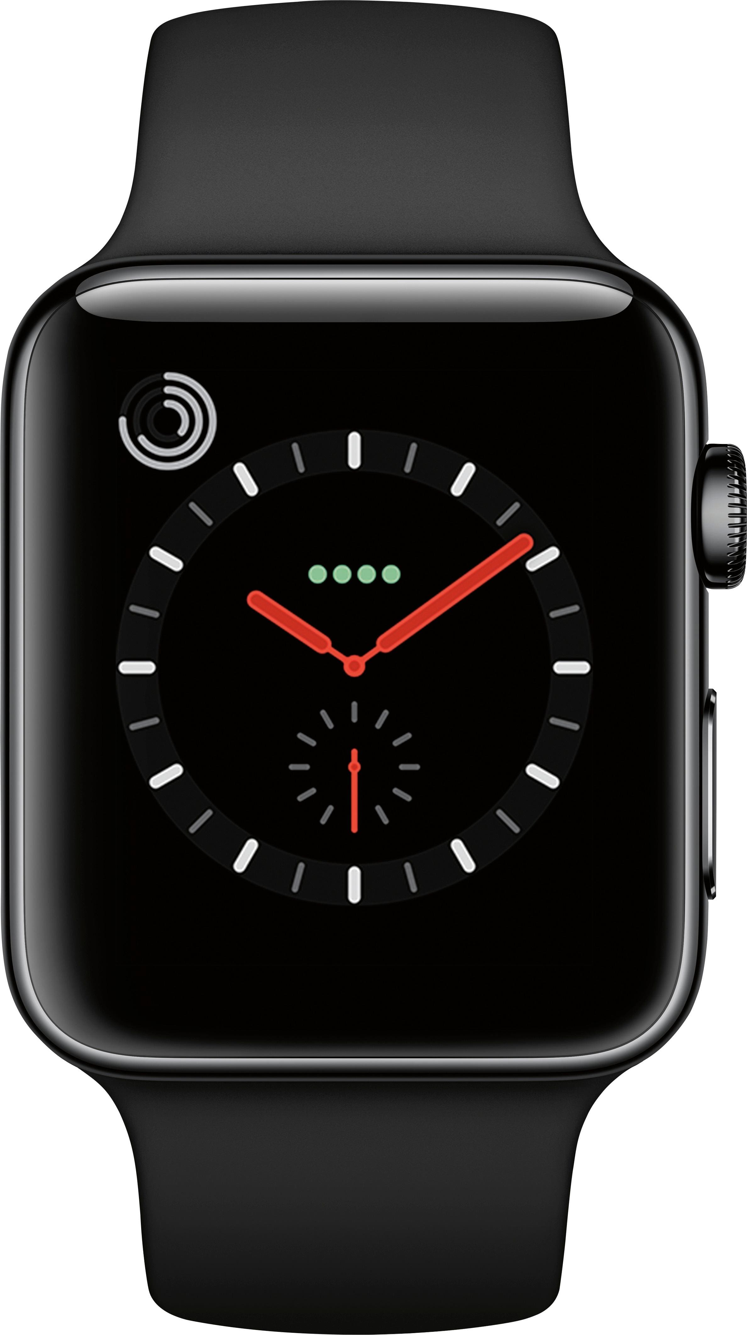 Best Buy: Apple Watch Series 3 (GPS + Cellular) 42mm Space Black Stainless  Steel Case with Black Sport Band Space Black Stainless Steel (ATu0026T)  MQK92LL/A