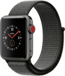 Angle. Apple - Apple Watch Series 3 (GPS + Cellular) 38mm Space Gray Aluminum Case with Dark Olive Sport Loop - Space Gray Aluminum.