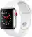 Angle. Apple - Apple Watch Series 3 (GPS + Cellular) 38mm Stainless Steel Case with Soft White Sport Band - Stainless Steel.