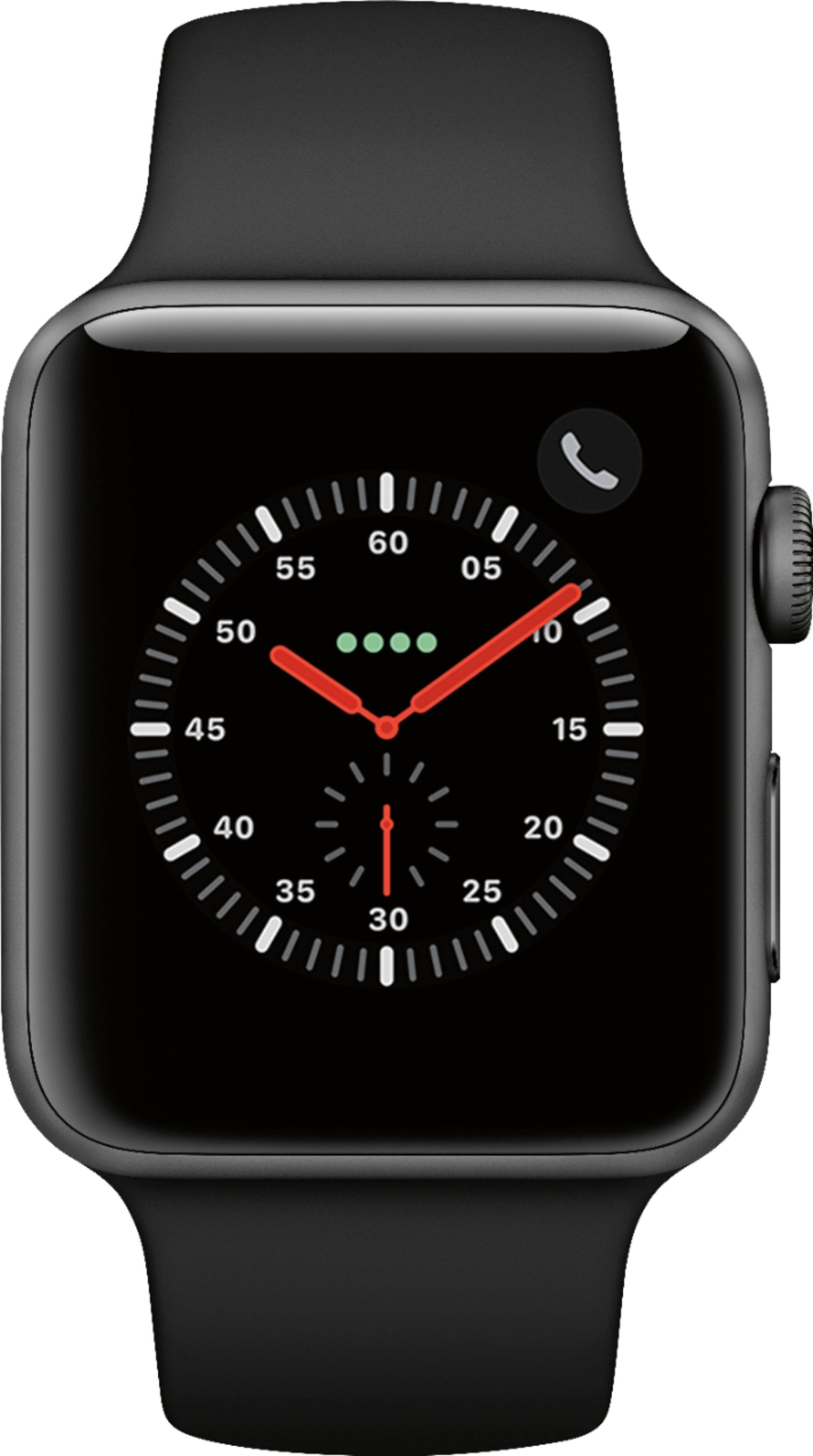 Alt View 11. Apple - Apple Watch Series 3 (GPS + Cellular) 42mm Space Gray Aluminum Case with Black Sport Band - Space Gray Aluminum.