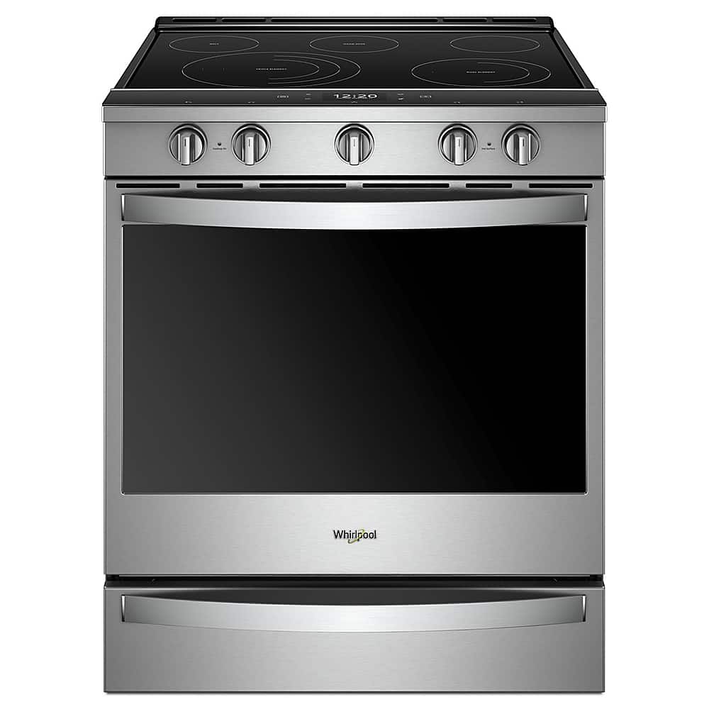 Whirlpool - 6.4 Cu. Ft. Slide-In Electric Convection Range with Self-Cleaning with Air Fry with Connection - Stainless Steel - Front_Zoom