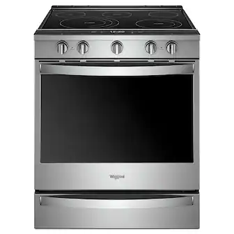 Whirlpool - 6.4 Cu. Ft. Slide-In Electric Convection Range with Self-Cleaning with Air Fry with Connection - Stainless Steel