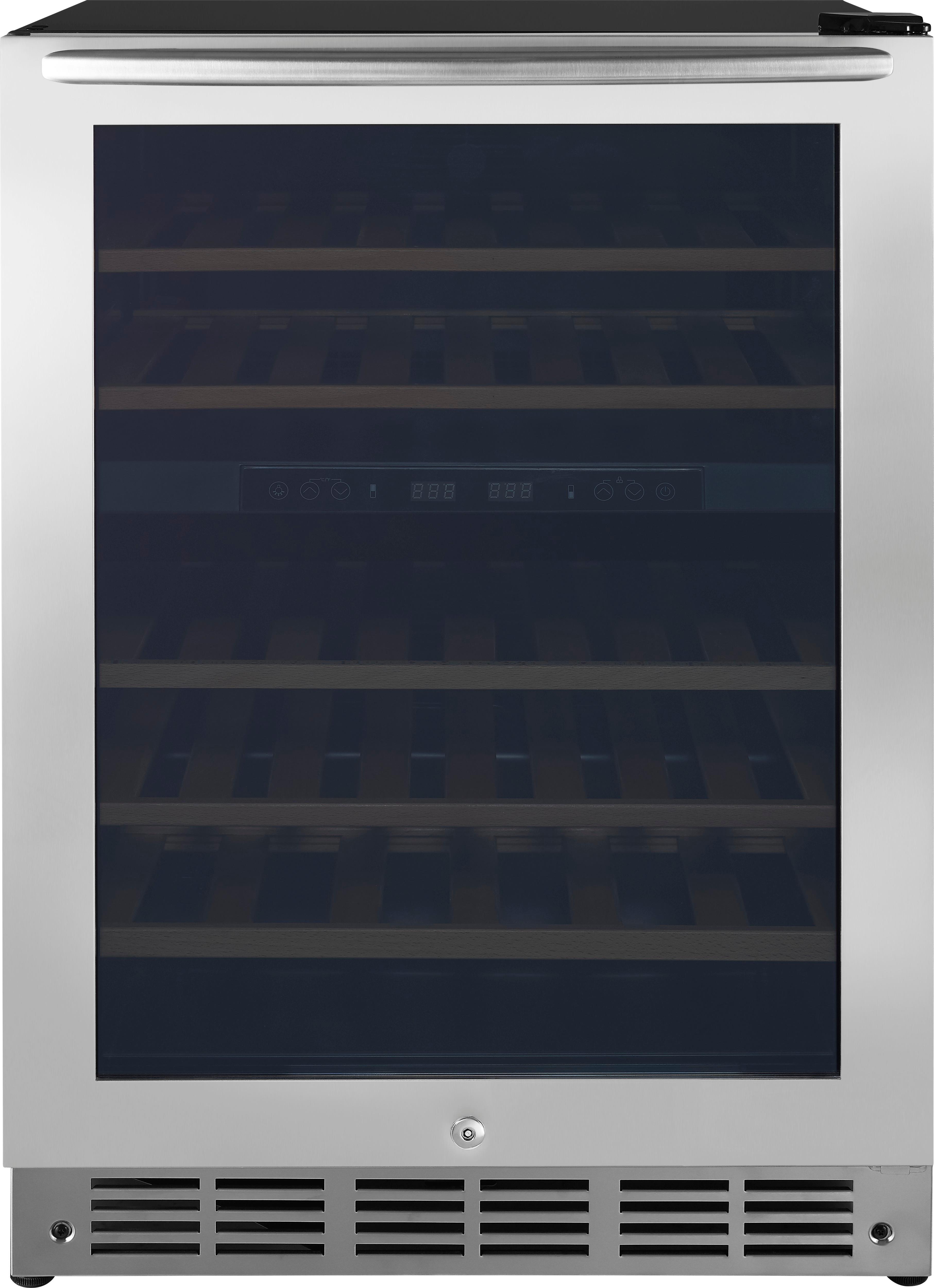 Left View: Insignia™ - 44-Bottle Built-In Wine Refrigerator - Stainless Steel