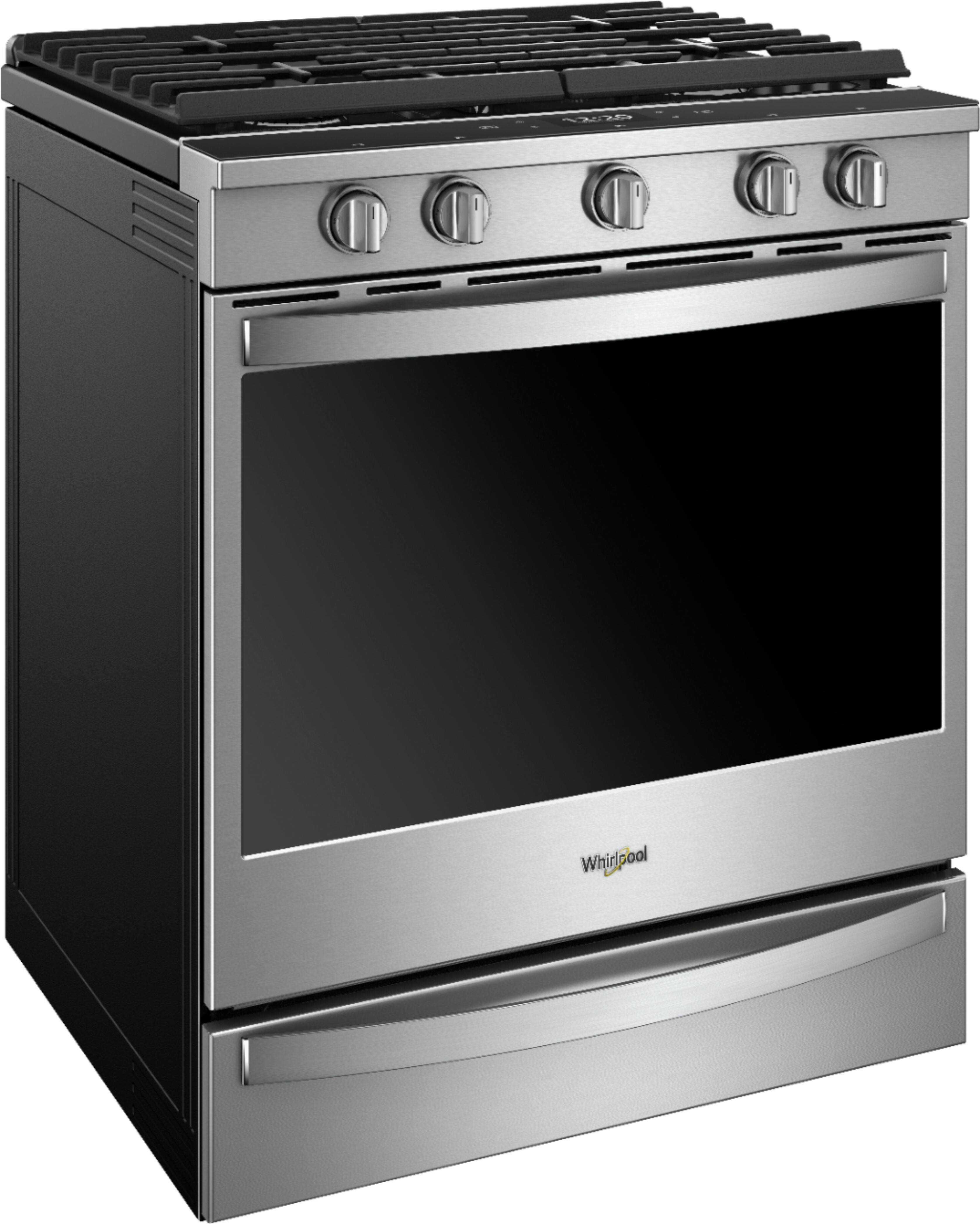 Angle. Whirlpool - 5.8 Cu. Ft. Slide-In Gas Convection Range with Self-Cleaning with Air Fry with Connection - Fingerprint Resistant Stainless Steel.