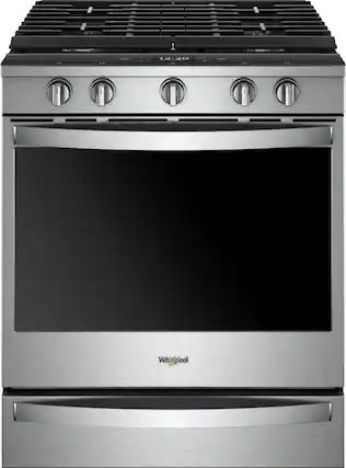 Front. Whirlpool - 5.8 Cu. Ft. Slide-In Gas Convection Range with Self-Cleaning with Air Fry with Connection - Fingerprint Resistant Stainless Steel.
