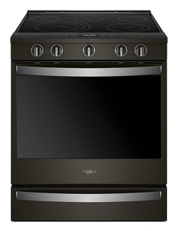 Whirlpool - 6.4 Cu. Ft. Slide-In Electric Convection Range with Self-Cleaning with Air Fry with Connection - Black Stainless Steel