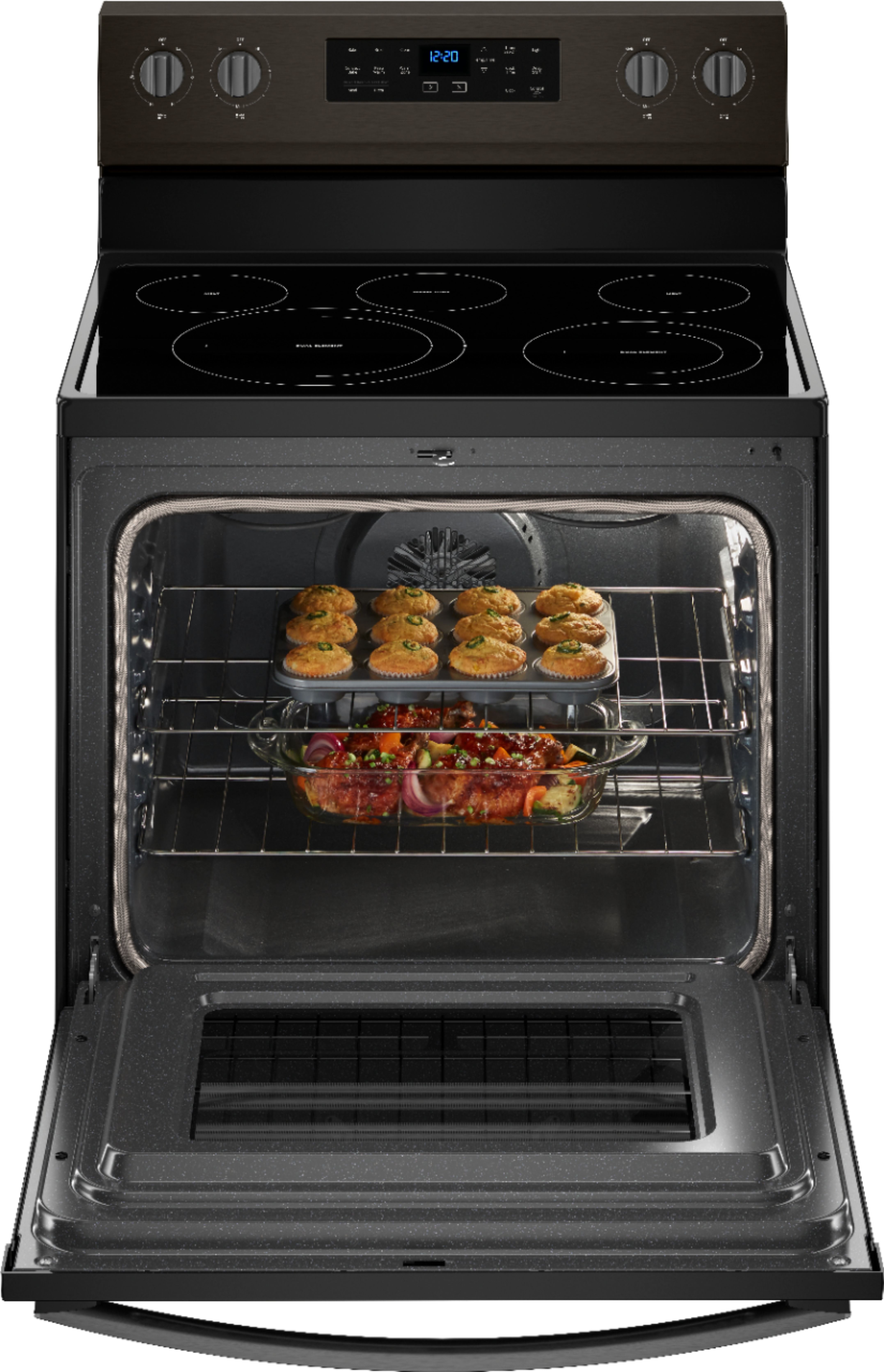 Alt View 17. Whirlpool - 5.3 Cu. Ft. Freestanding Electric Convection Range with Self-High Heat Cleaning Method - Black Stainless Steel.