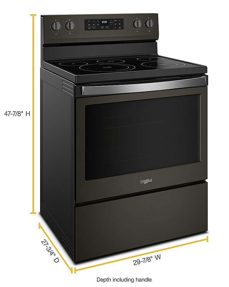 Left View: Whirlpool - 5.3 Cu. Ft. Freestanding Electric Convection Range with Self-High Heat Cleaning Method - Black stainless steel