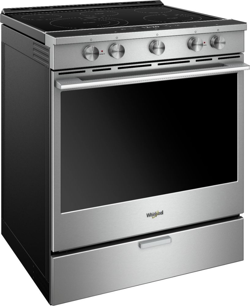 Angle View: Whirlpool - 6.4 Cu. Ft. Self-Cleaning Slide-In Electric Convection Range - Stainless steel