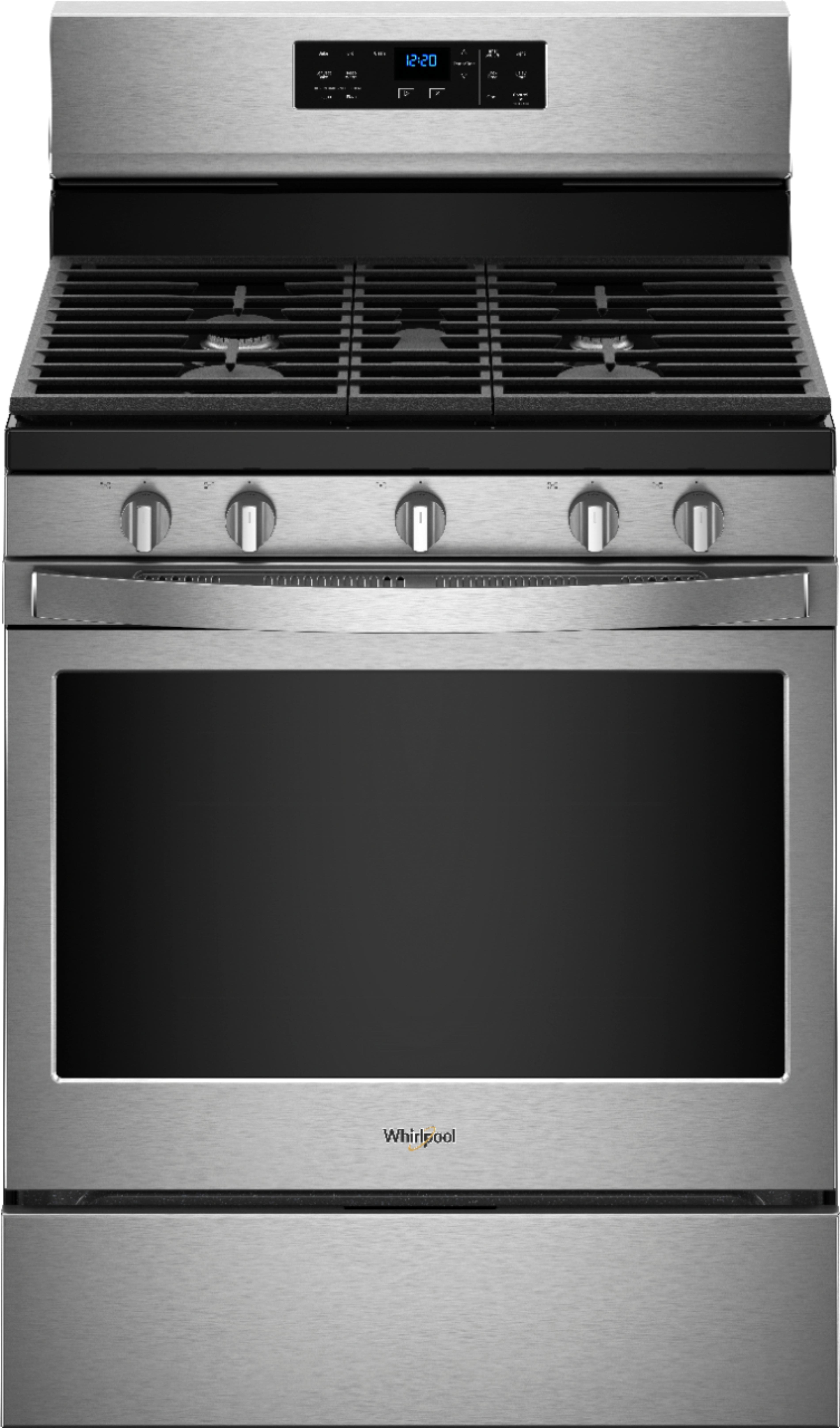 Front. Whirlpool - 5.0 Cu. Ft. Self-Cleaning Freestanding Gas Convection Range - Stainless Steel.