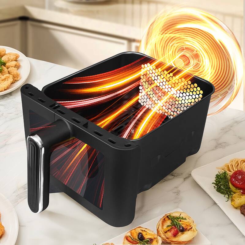 Left. WHALL - Whall 11L Dual Basket Air Fryer – Independent Dual Zone Cooking, Visible Windows, One-Touch Smart Control, 9 Presets - black.