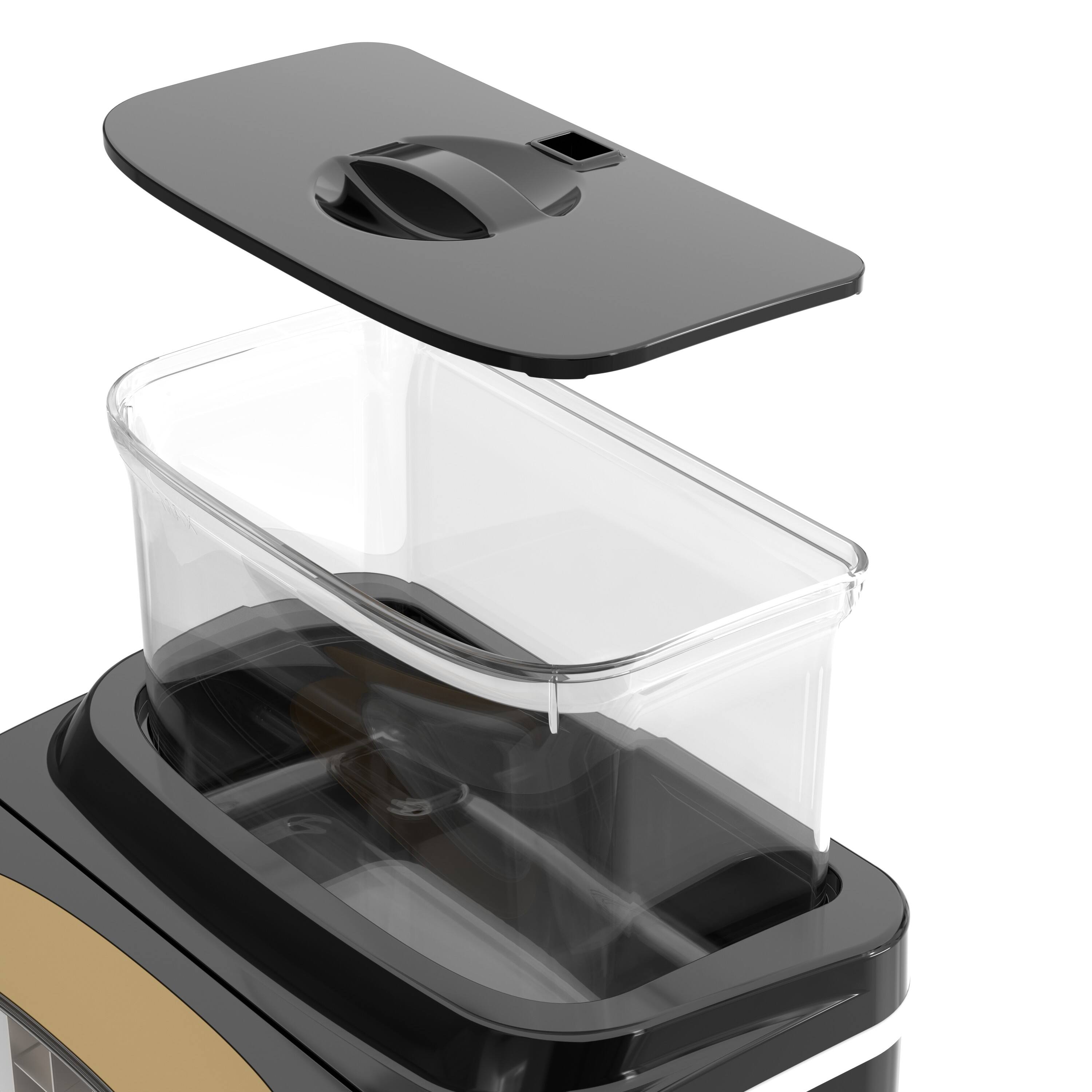 Back. LHRIVER - 28lbs/Day Ice Maker Countertop, 1.5+0.5L Large Water Tank, Cube Ice, Self-Cleaning, Timer, Customizable Ice Making Time - Black.