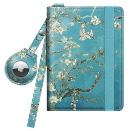 Kitcheniva - Travel Passport Holder With RFID Protection Slim Card Wallet & AirTag Slot Blossom - Blue Blossom