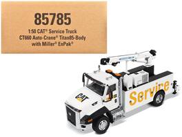 Diecast Masters - CAT Caterpillar CT660 Auto-Crane Titan 85 Truck with Miller EnPak "Transport Series" 1/50 Diecast - White
