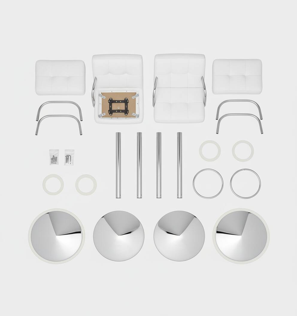 Back. AOITUN - Bar Stools Set of 2 Armless PU Leather, Perfect for Dorm Room or Apartment, Durable and Stylish Seating - White.