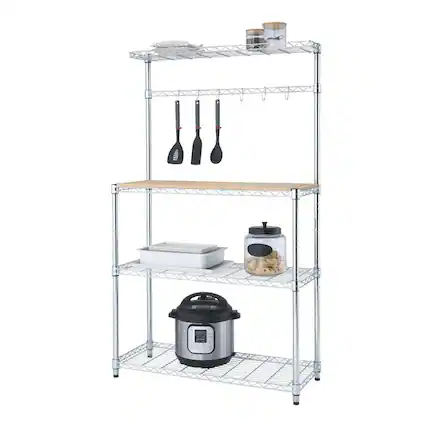 Front. TRINITY - EcoStorage 4-Tier 36x14x60 Commercial Baker's Rack Chrome - Chrome.