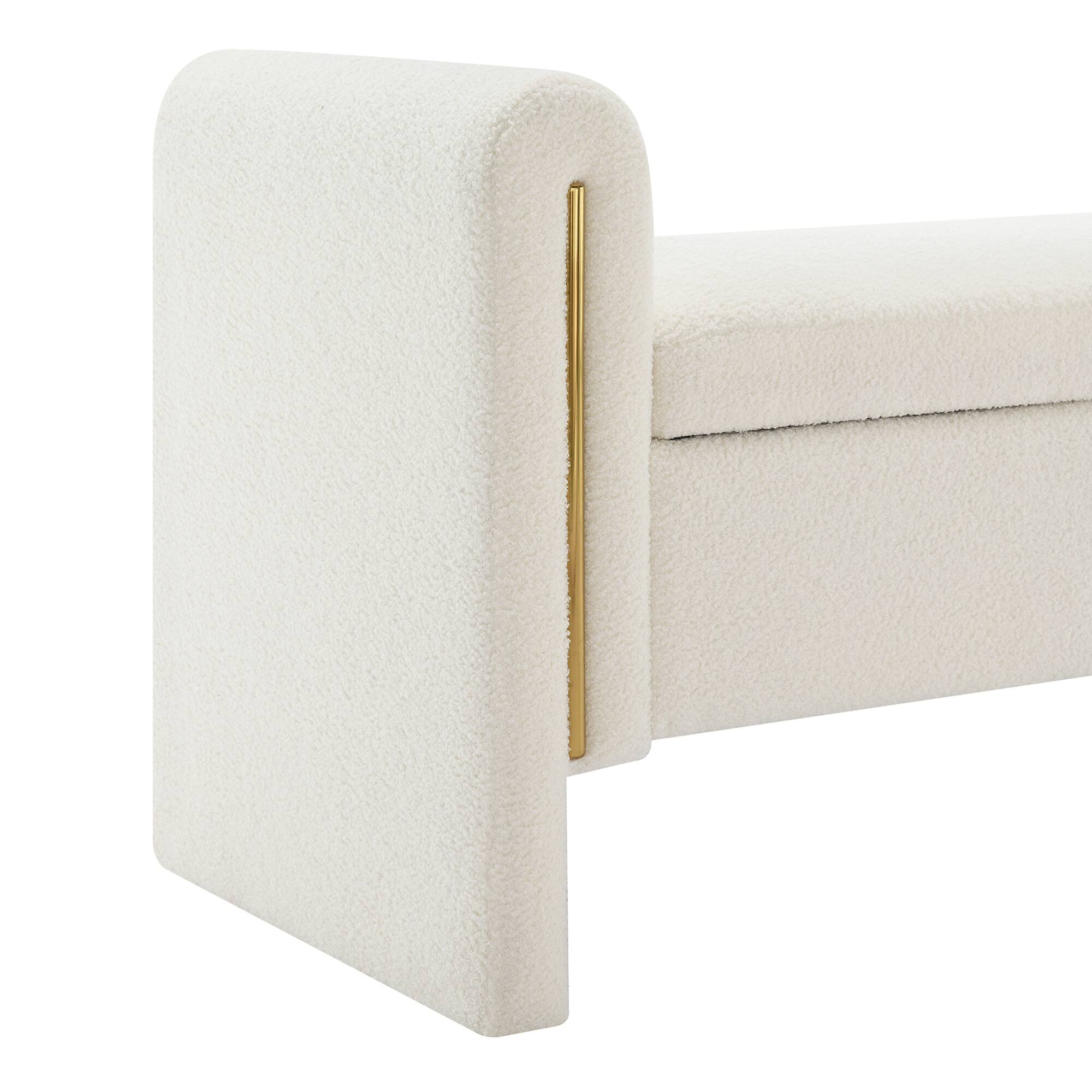 Alt View 4. GOODSILO - Modern Upholstered Storage Bench with Arms, Large Foot Rest Stool for Living Room and Bedroom - Cream.