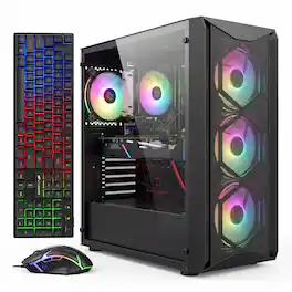 STGAubron - Gaming PC Computer Desktop, AMD Ryzen 5 5500 up to 4.2Ghz, GeForce RTX 3060 12G, 16G DDR4 RAM, 1T SSD, WIN11H - Black